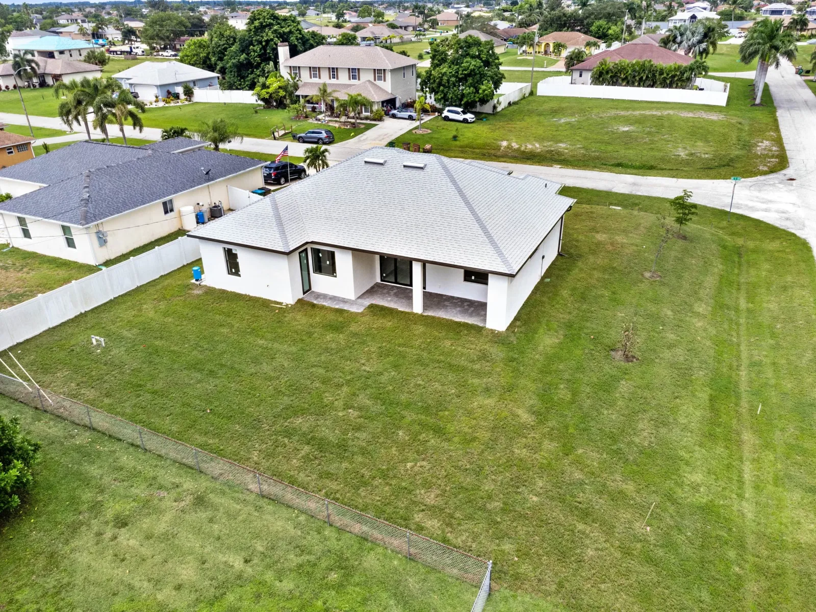 White tile roof on a new home